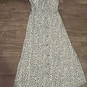 AUW Blue and Cream Floral Maxi Dress